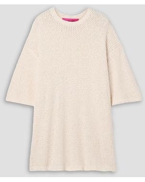 The Elder Statesman Selerino Oversized Open-Knit Mulberry Silk T-Shirt - Natural