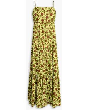 Heidi Klein Tiered Floral-print Cotton-blend Poplin Midi Dress - Green