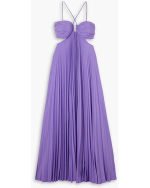 A.L.C. Moira Cutout Plissé Duchesse-satin Maxi Dress - Purple