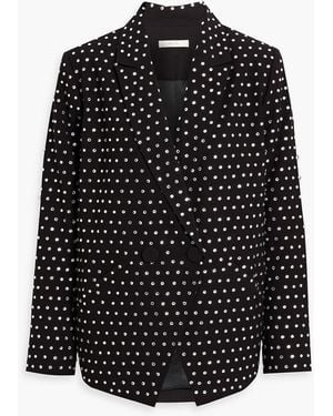 The Sei Double-Breasted Crystal-Embellished Twill Blazer - Black