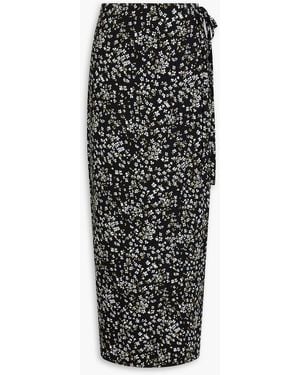 Reformation Opal floral-print crepe maxi wrap skirt - Schwarz
