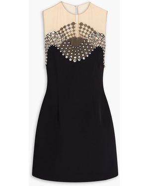 David Koma Crystal-Embellished Scuba Mini Dress - Black