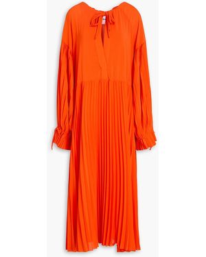 Day Birger et Mikkelsen Leighton Pleated Satin-crepe Midi Dress - Orange