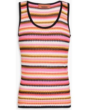 Missoni Crochet-Knit Cotton-Blend Tank - Red