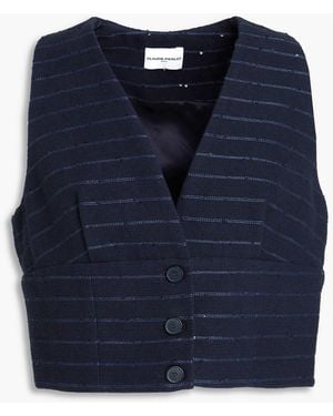 Claudie Pierlot Pinstriped Sequin-embellished Cotton-blend Vest - Blue