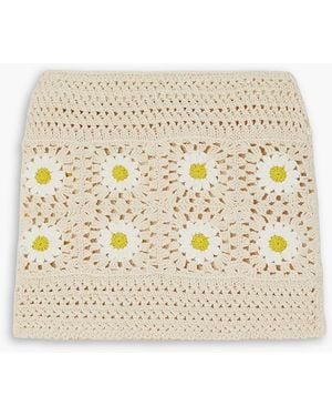 Alanui Daisy Crocheted Cotton Mini Skirt - Natural