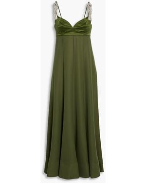 3.1 Phillip Lim Crystal-embellished Flared Satin Maxi Dress - Green