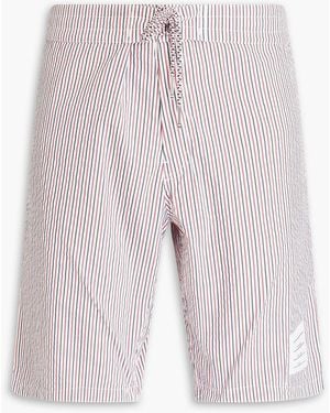 Thom Browne Striped Seersucker Swim Shorts - Pink
