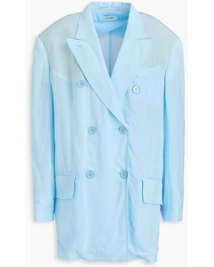 Sportmax Zelig Double-breasted Crystal-embellished Crepe Blazer - Blue