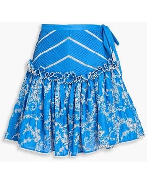 ALÉMAIS Bonnie Embroidered Cotton Mini Skirt - Blue