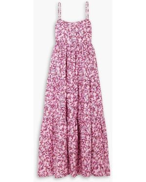 Matteau Tiered Floral-print Cotton-poplin Maxi Dress - Pink