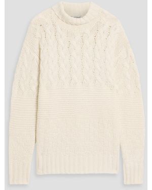 Autumn Cashmere Cable-Knit Cashmere Turtleneck Sweater - Natural