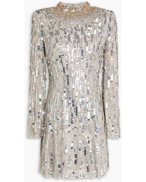 Jenny Packham Embellished Tulle Mini Dress - White