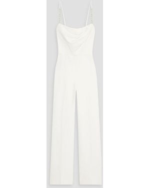 Halston Brea Chain-embellished Stretch-crepe Wide-leg Jumpsuit - White