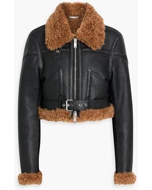 Stella McCartney Cropped Plush-Trimmed Jacket - Black