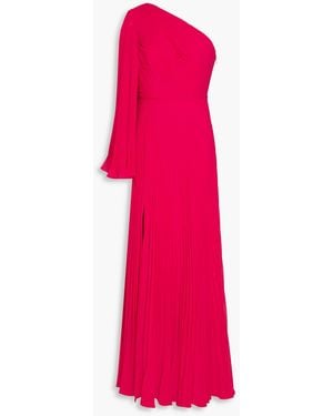 Zac Posen One-shoulder Plissé-crepe Maxi Dress - Pink