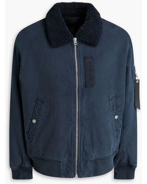 Rag & Bone Fleece-Trimmed Denim Bomber Jacket - Blue