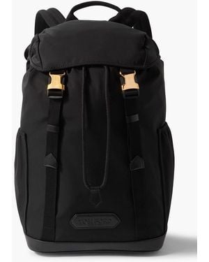 Tom Ford Leather-Trimmed Logo-Appliquèd Nylon Backpack - Black