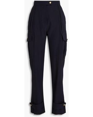 McQueen Pleated Twill Tapered Pants - Blue