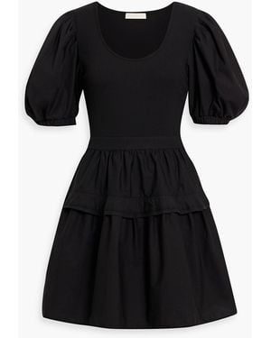 Ulla Johnson Tilda Ribbed Knit-paneled Poplin Mini Dress - Black