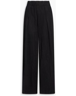 James Perse Lyocell, Linen And Cotton-Blend Wide-Leg Trousers - Black