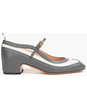 Thom Browne Zweifarbige mary-jane-pumps aus narbenleder - Grau