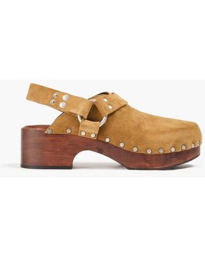 RE/DONE Slingback-clogs "70s" aus veloursleder mit nieten - Braun