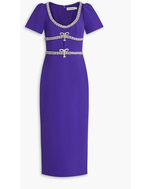 Self-Portrait Crystal-Embellished Crepe Midi Dress - Purple
