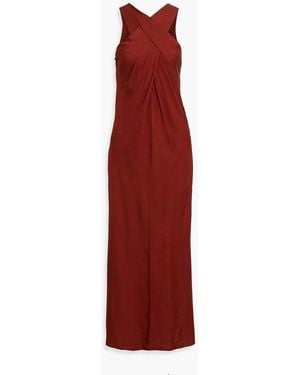 Diane von Furstenberg Alia Draped Crepe De Chine Maxi Dress - Red
