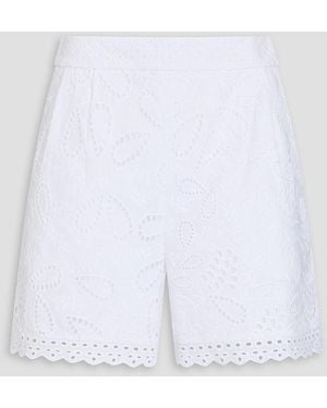 Saloni Paige shorts aus baumwolle mit lochstickerei - Weiß