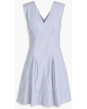 10 Crosby Derek Lam Concha minikleid aus baumwollpopeline mit biesen und floralem print - Blau