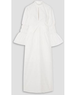 D'Estree Maxikleid "keith" aus baumwollpopeline mit raffung - Weiß