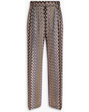 Missoni Crochet-Knit Wide-Leg Pants - Brown