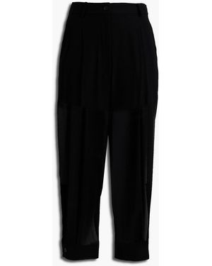 PUCCI Cropped Pleated Silk-Georgette Tapered Pants - Black