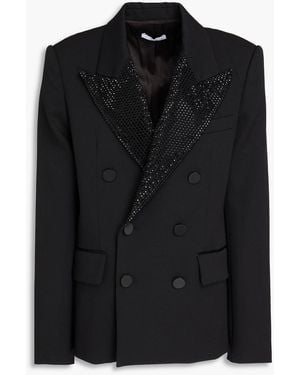 Area Double-breasted Crystal-embellished Wool-blend Twill Blazer - Black