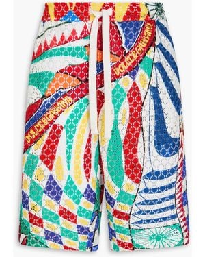 Dolce & Gabbana Printed Crochet Drawstring Shorts - Blue