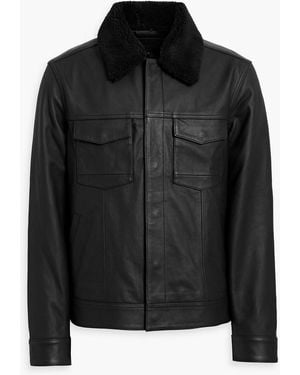 PAIGE Pedro Shearling-Trimmed Leather Jacket - Black