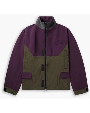 Sacai Two-Tone Jersey And Shell Track Jacket - Purple