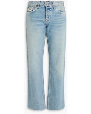 RE/DONE Crystal-Embellished High-Rise Straight-Leg Jeans - Blue