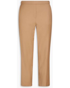 Theory Cropped Wool-flannel Slim-leg Trousers - Natural