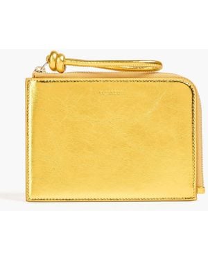 Jil Sander Crinkled-Leather Cardholder - Yellow
