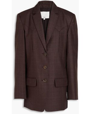 Tibi Checked Wool Blazer - Brown