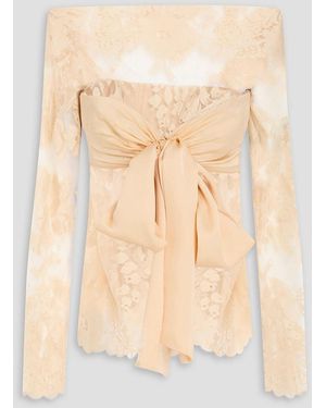 Zimmermann Bow-detailed Cotton-blend Lace Top - Natural
