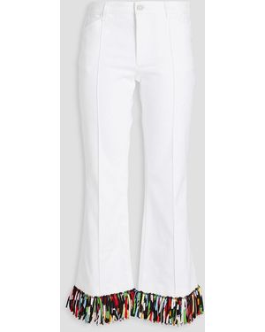 PUCCI Fringed Cotton-blend Drill Kick-flare Trousers - White