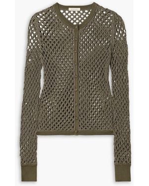 DIOTIMA Zora Bead-Embellished Crocheted Cotton-Blend Cardigan - Green