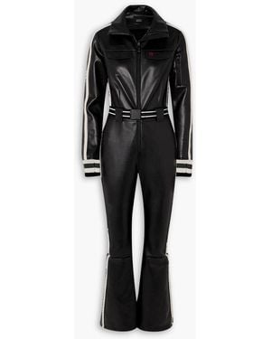 Perfect Moment Crystal Merino Wool-trimmed Faux Leather Ski Suit - Black