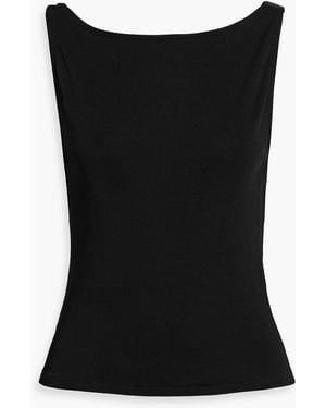 FRAME The Drape Crepe-Jersey Tank - Black
