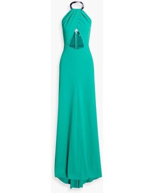 PUCCI Cutout Crepe Halterneck Gown - Green