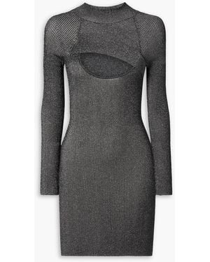 Alix Carder Cutout Metallic Ribbed-knit Mini Dress - Grey