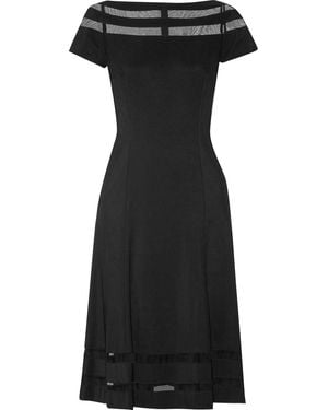 Mikael Aghal Paneled Crwepe And Tu;Le Flared Dress - Black